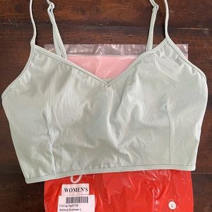 Kortni Jeane Ribbed Seafoam V’d Crop Top